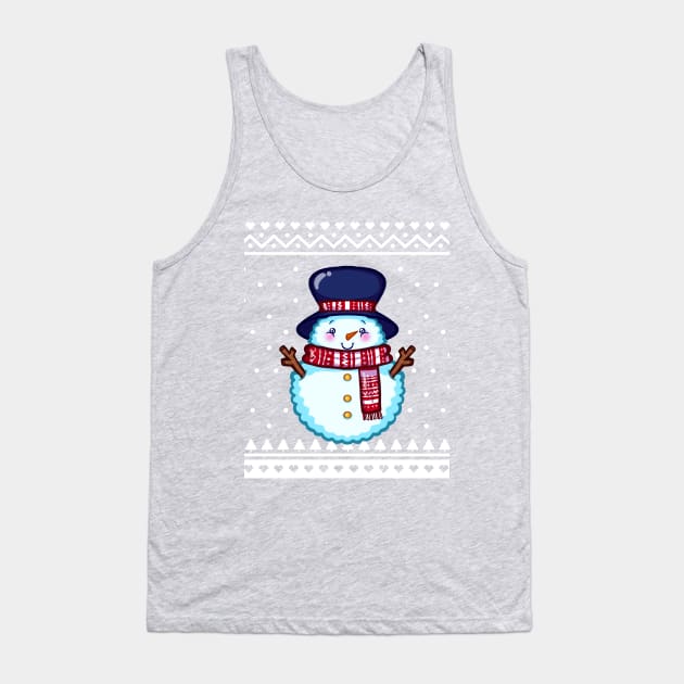 Christmas Sweater Snowman Tank Top by koneko